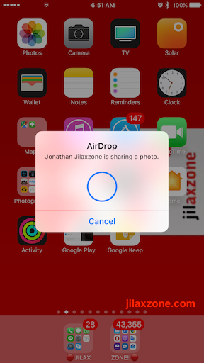 Apple AirDrop jilaxzone.com send photos easily on iPhone