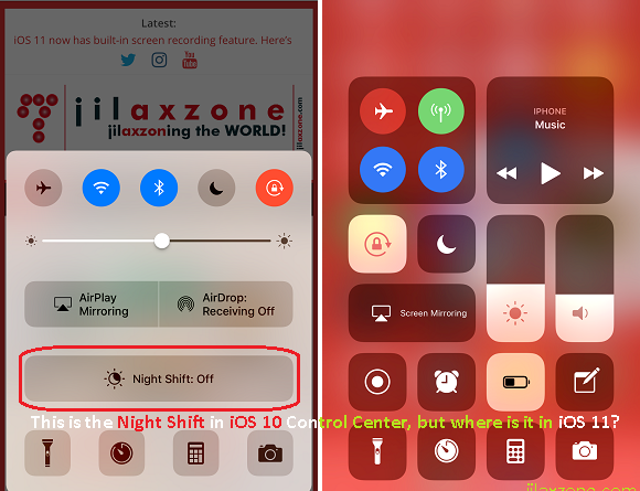 iOS 11 hidden Night Shift Mode jilaxzone.com