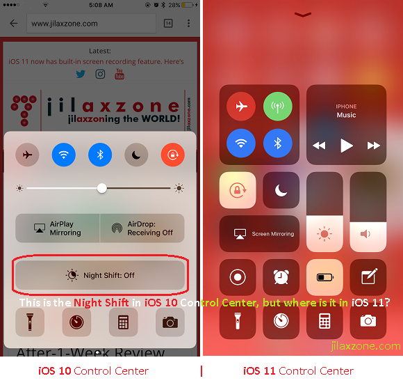 How to Activate Night Shift from Control Center in iOS 11