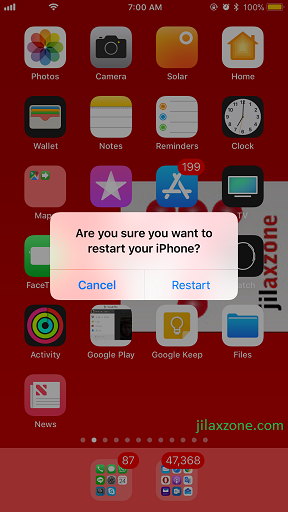 iOS 11 How to Restart jilaxzone.com prompt to restart