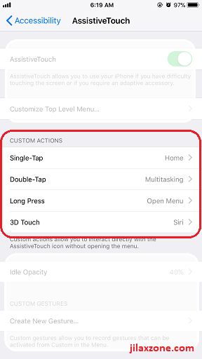 iOS 11 Assistive Touch jilaxzone.com AssistiveTouch Custom Actions