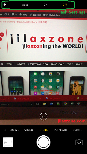 iPhone X jilaxzone.com Camera Flash Setting