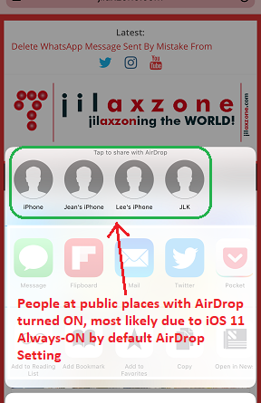 iOS 11 AirDrop jilaxzone.com vulnerable iPhone users