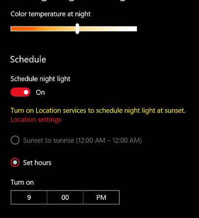 Windows 10 Night Light jilaxzone.com Customize Night Light Settings