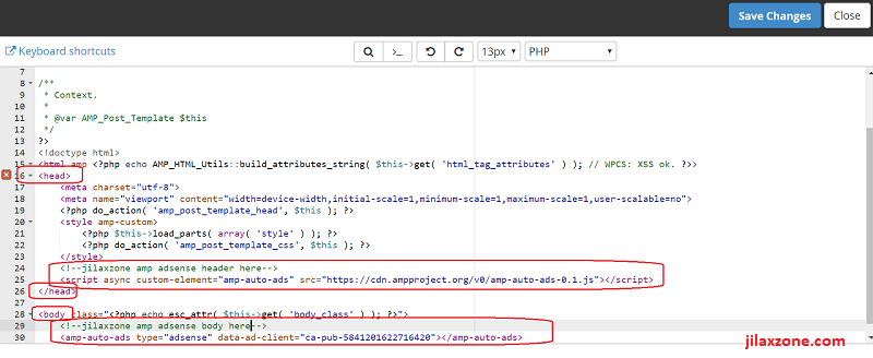 AMP WordPress jilaxzone.com AMP Code Snippets