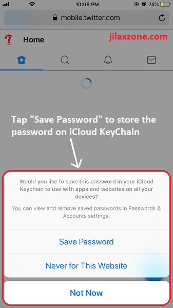 iCloud KeyChain Tap Save Password jilaxzone.com