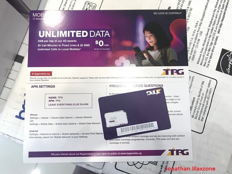 TPG Mobile Singapore FREE SIM Card Promotion jilaxzone.com