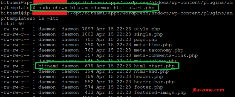 bitnami wordpress sudo command jilaxzone.com