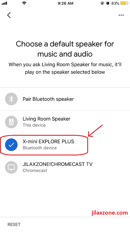 Google Home jilaxzone.com choose your bluetooth speaker