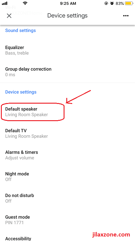 Google Home jilaxzone.com smart speaker default speaker