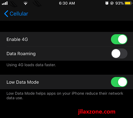 iPhone low data mode on cellular ios jilaxzone.com