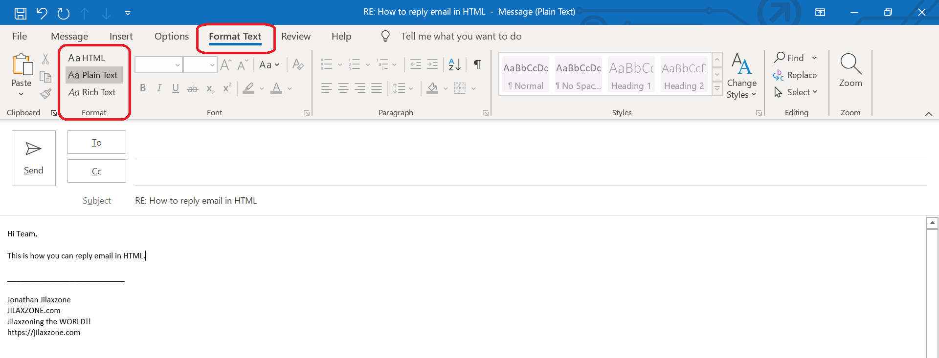 microsoft outlook reply email in html format jilaxzone.com