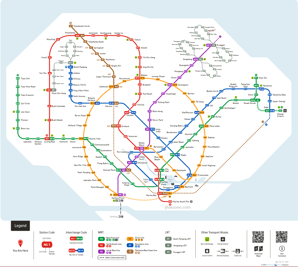 Singapore MRT Map 2020 jilaxzone.com