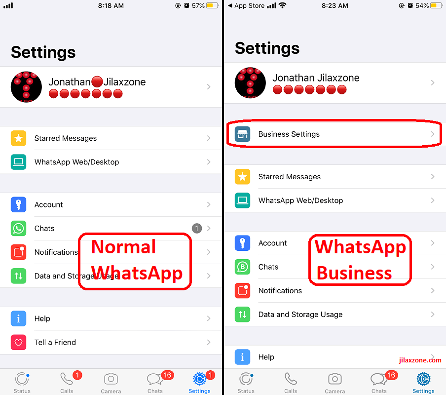 normal whatsapp vs whatsapp business jilaxzone.com