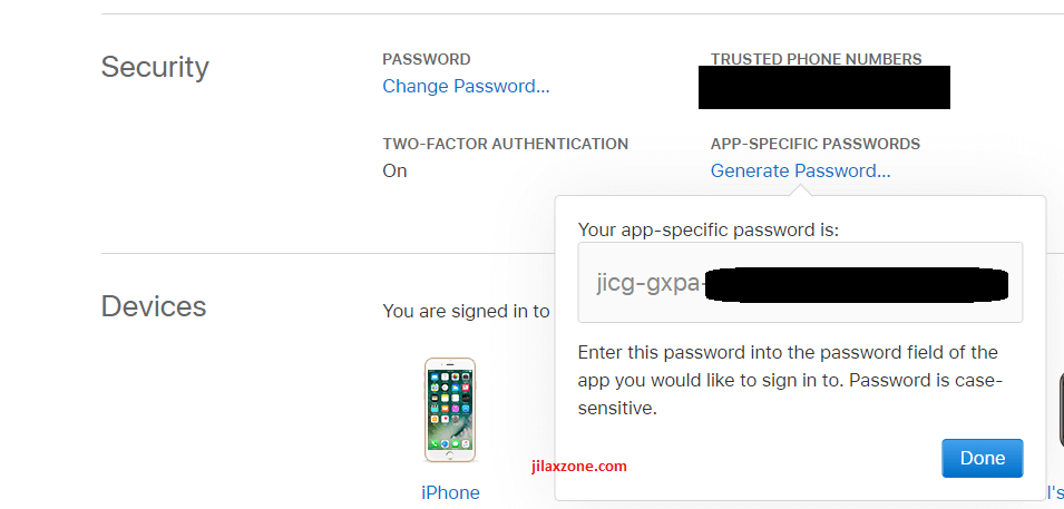 request specific app password jilaxzone.com