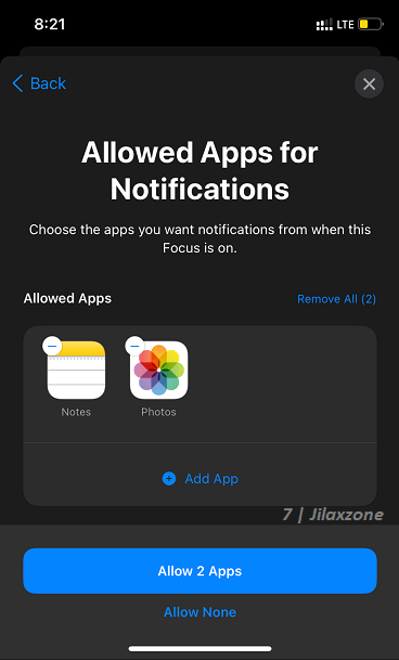 ios 15 focus setup allow app jilaxzone.com