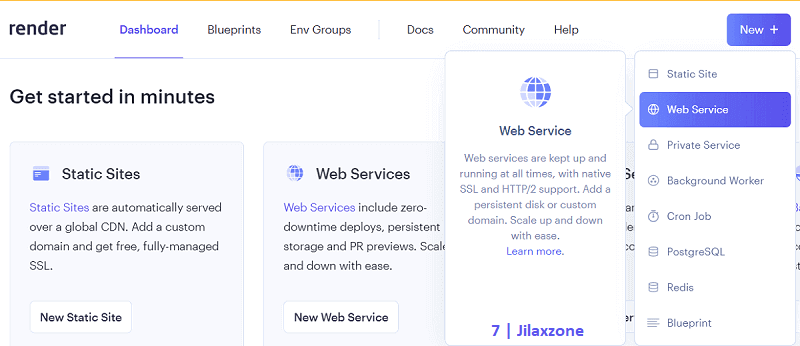 sidestore render create a new web service jilaxzone.com